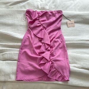 NWT Superdown pink strapless ruffle dress